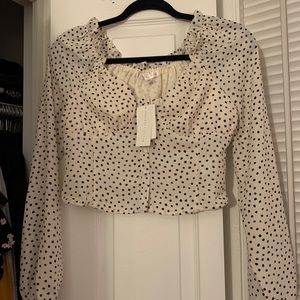 Long sleeve polka dot blouse